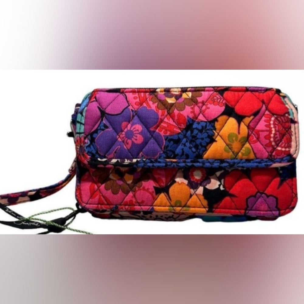 EUC Vera Bradley Quilted Floral Wristlet - Pink, Purple, Red, Yellow, Blue